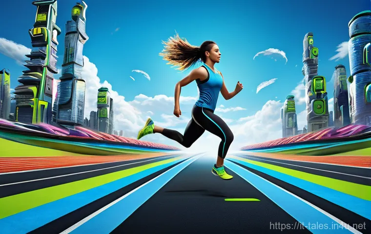 테일즈런너 스피드 맵 기록 세우기 - **Prompt 1: Focused Runner on a Complex Map** "A highly detailed, vibrant 3D rendering of a dete...