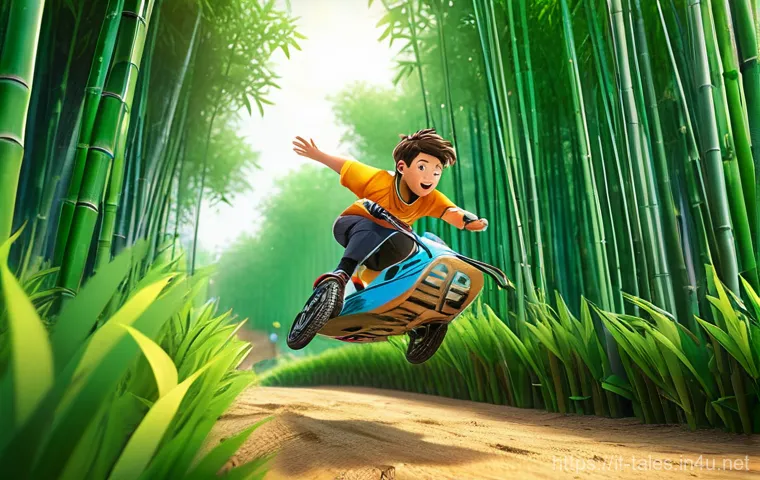 테일즈런너 초보자 공략 - **"Mastering the Bamboo Park Circuit"** A vibrant, dynamic illustration of a Tales Runner charac...