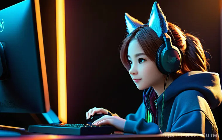 테일즈런너 아이템 컬렉션 완성 - **Prompt for image generation: "Dedicated Gamer's Strategic Pursuit"** A young adult female (aro...