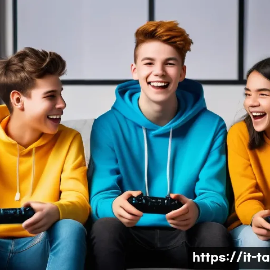 테일즈런너 커뮤니티 이벤트 참여 - **Prompt 1: Diverse Group of Teenagers Gaming Together** "A vibrant, dynamic illustration of a d...