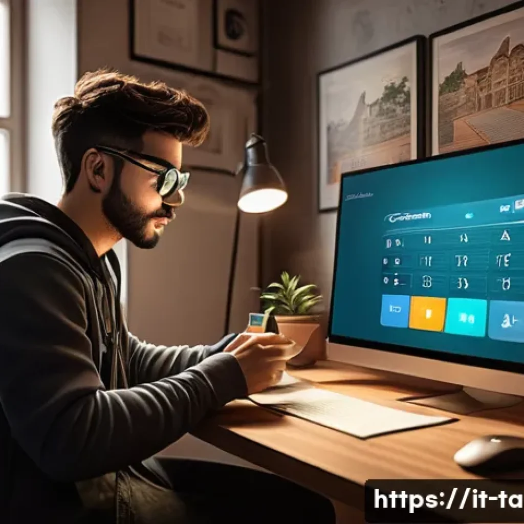 테일즈런너 계정 복구 - A detailed digital illustration of a young Italian gamer sitting at a modern desk setup in a cozy ro...