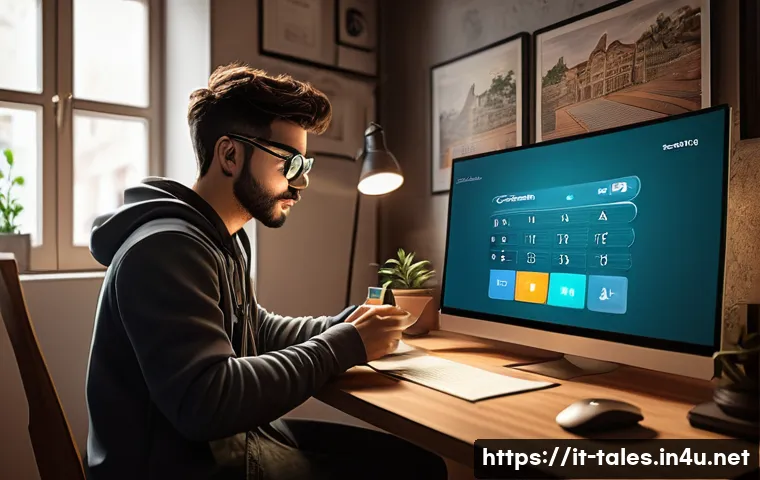 테일즈런너 계정 복구 - A detailed digital illustration of a young Italian gamer sitting at a modern desk setup in a cozy ro...