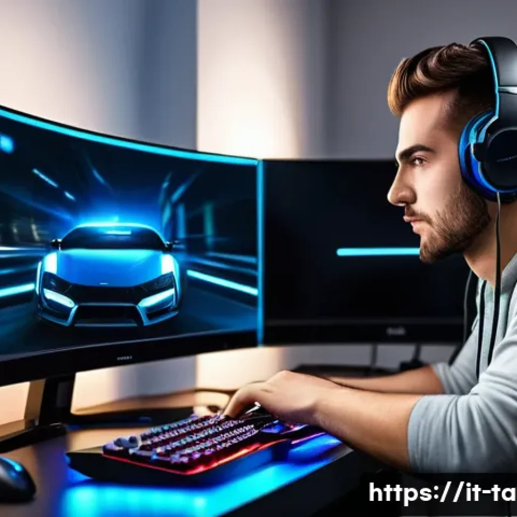 테일즈런너 게임 코칭 - A focused young adult gamer in a cozy Italian living room, wearing stylish casual clothes and gaming...