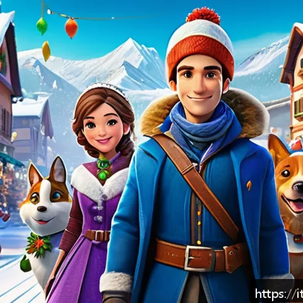 테일즈런너 한정판 아이템 획득 방법 - A vibrant scene of a festive in-game event in TalesRunner during a winter holiday celebration, featu...
