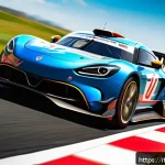 테일즈런너 상점 인기 아이템 - A dynamic racing scene in a colorful, fantasy-style circuit filled with tight curves and numerous ob...