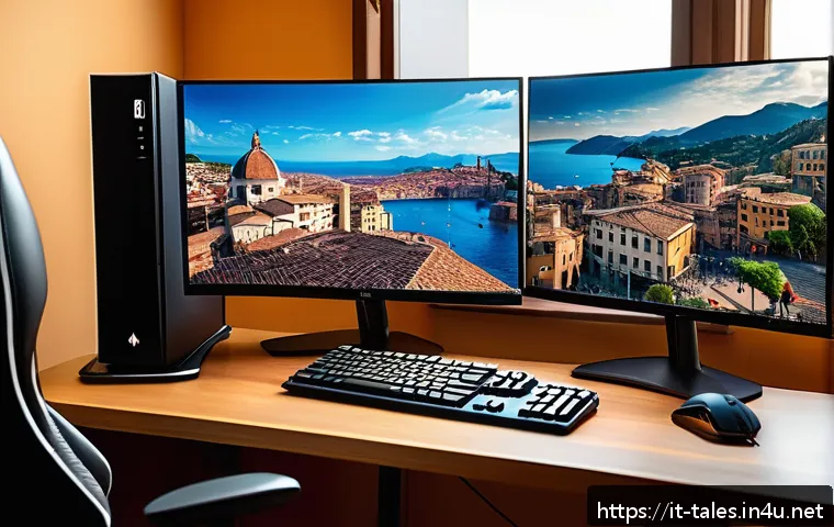 테일즈런너 접속 방법 - A cozy Italian home gaming setup with a mid-range gaming PC featuring a quad-core processor and an u...